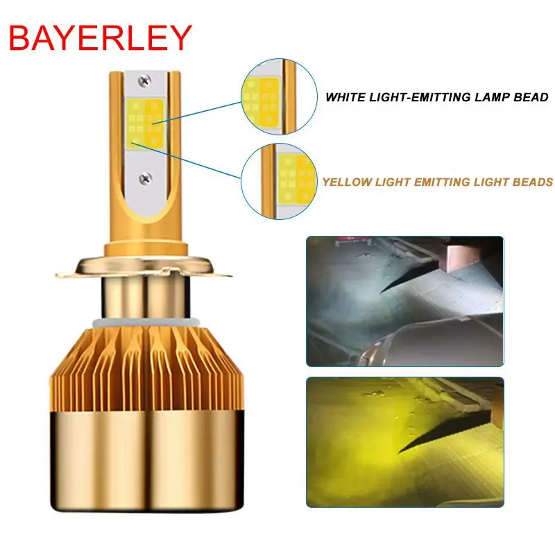 H4 H7 светодиодный Лампа фара 12 V H8 H1 H3 9005/HB3 9006/HB4 H27/880 автомобиль-Стайлинг Dual Car лампы