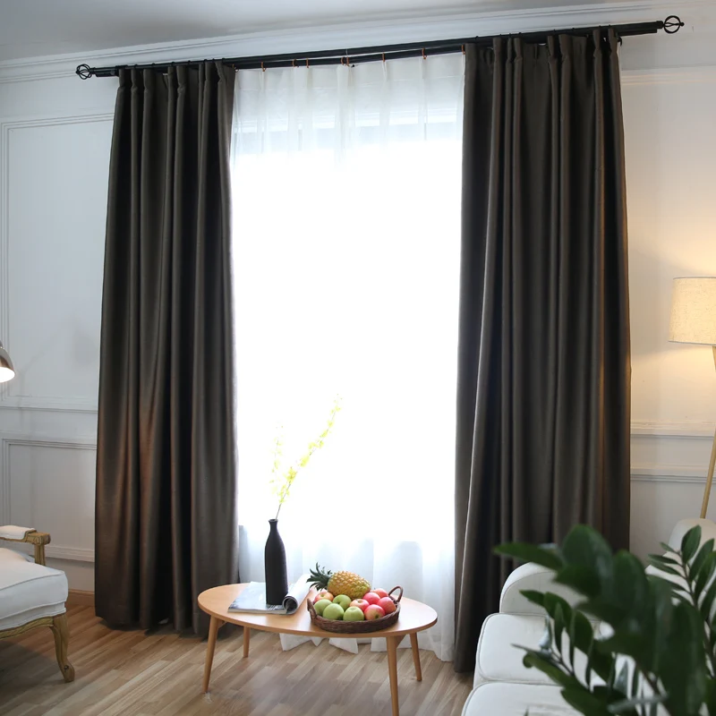 Шторы блэкаут однотонные современные занавески из искусственного шелка для
