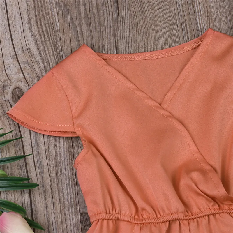 Fashion Toddler Baby Girls Kids Clothing Short Sleeve Solid Color Back Long Front Romper Dress Holiday Party Clothes 6M-4T | Детская