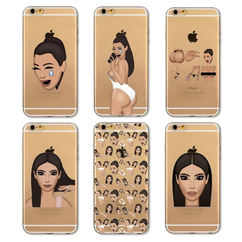 Funny Soft Clear Cases for Mobile Phone Kim Kardashian Crying Face Emoji Case Iphone 5s 6 7 Ultrathin TPU Shell |