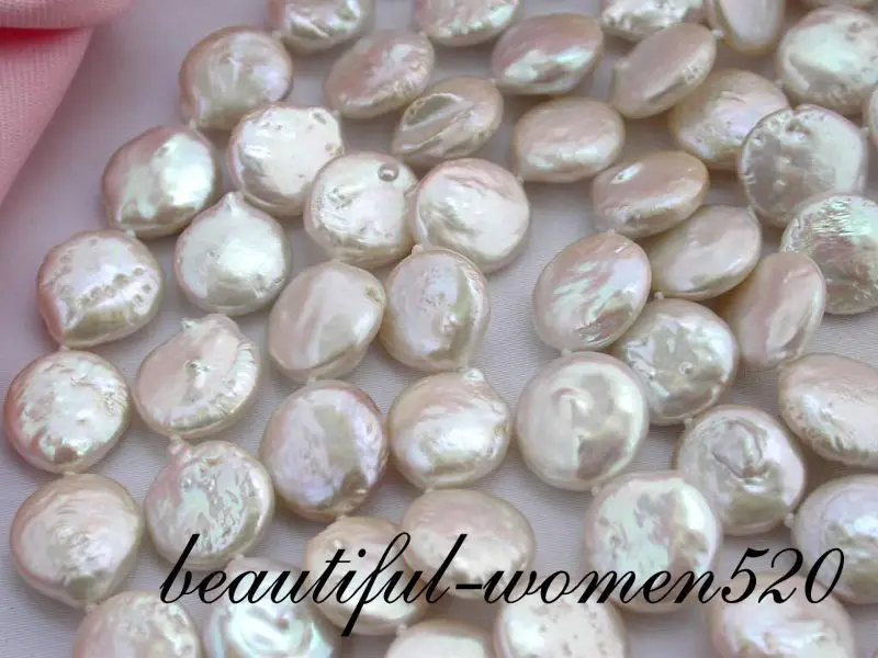 

Z1978 long 100" 14mm coin white freshwater pearl necklace