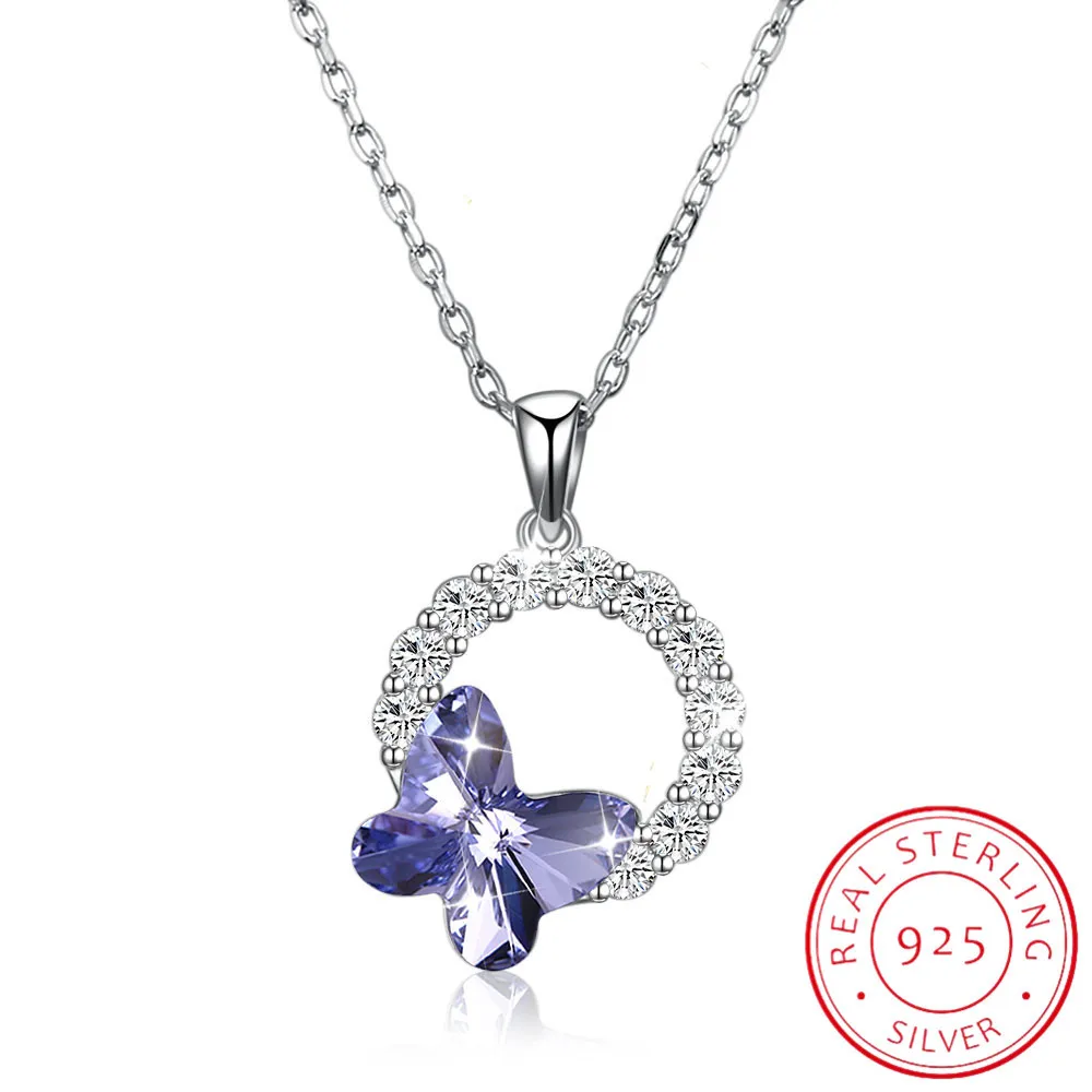 

Lekani Women Necklace Crystal Fine Jewelry Butterfly Crystal Pendant Necklace Fashion Jewelry Lady Collares
