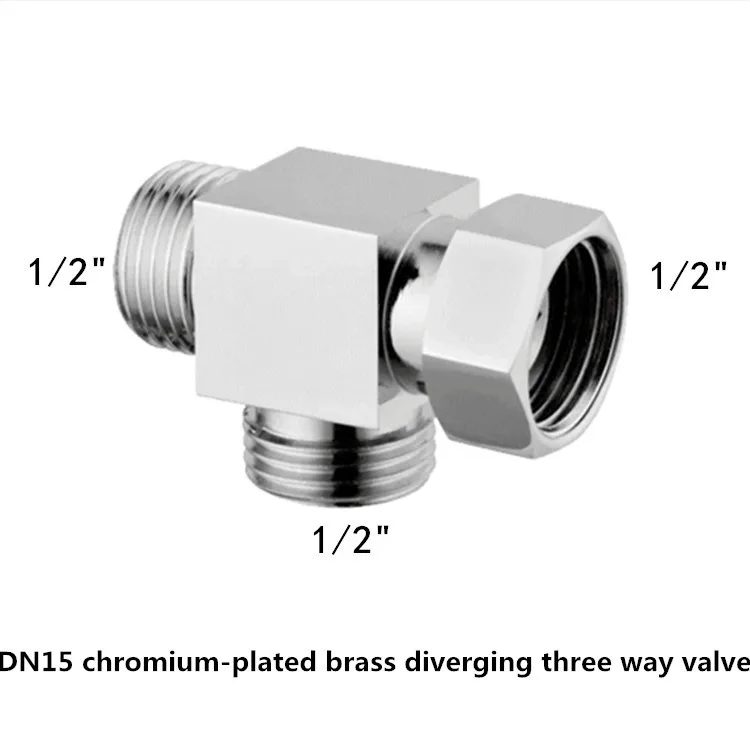 DN15 хромированный латунный Трехходовой переходник с тройным отверстием