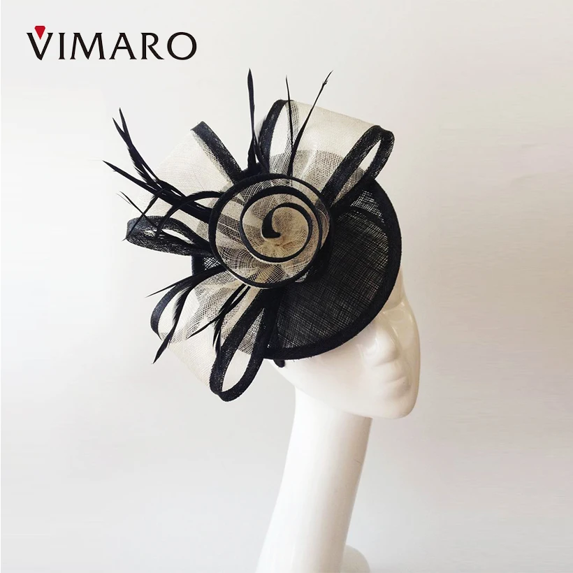 Дамы fascinators Черный Sinamay Для женщин Женские аксессуары для волос элегантный цветок