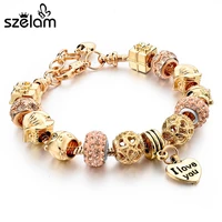 szelam 2019 new arrival gold charm bracelet heart with crystal beads diy friendship bracelets bangles pulsera sbr150082