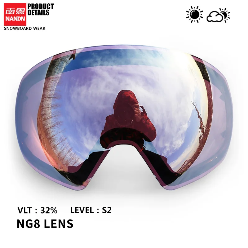 NANDN лыжные линзы двухслойные Анти туман и UV400 подходит для NG8|Лыжные очки| |
