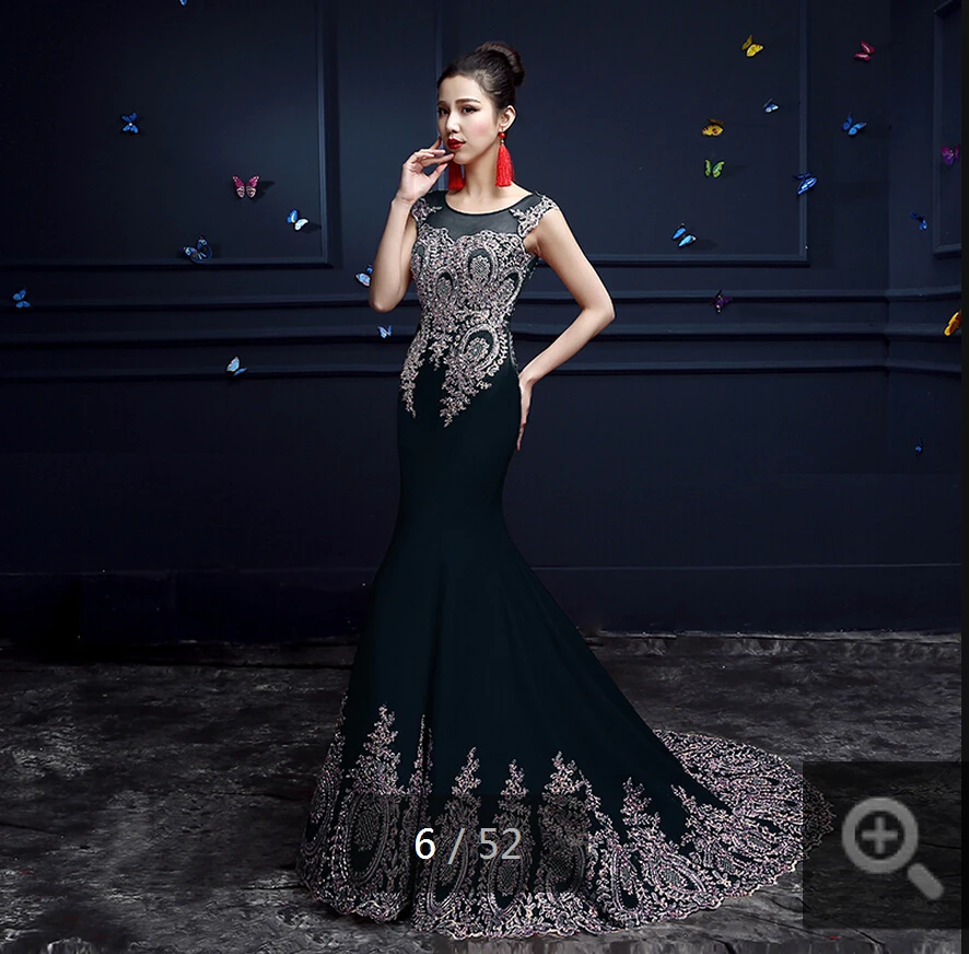 Платье женское 2015 Русалка красное реальное изображение Золотое вечернее платье