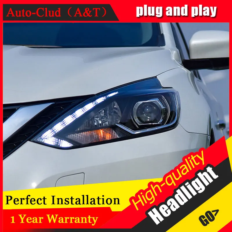 Auto Clud Car Styling For Nissan Sylphy headlights Sentra head lamp led front Bi-Xenon Lens Double Beam HID KIT | Автомобили и