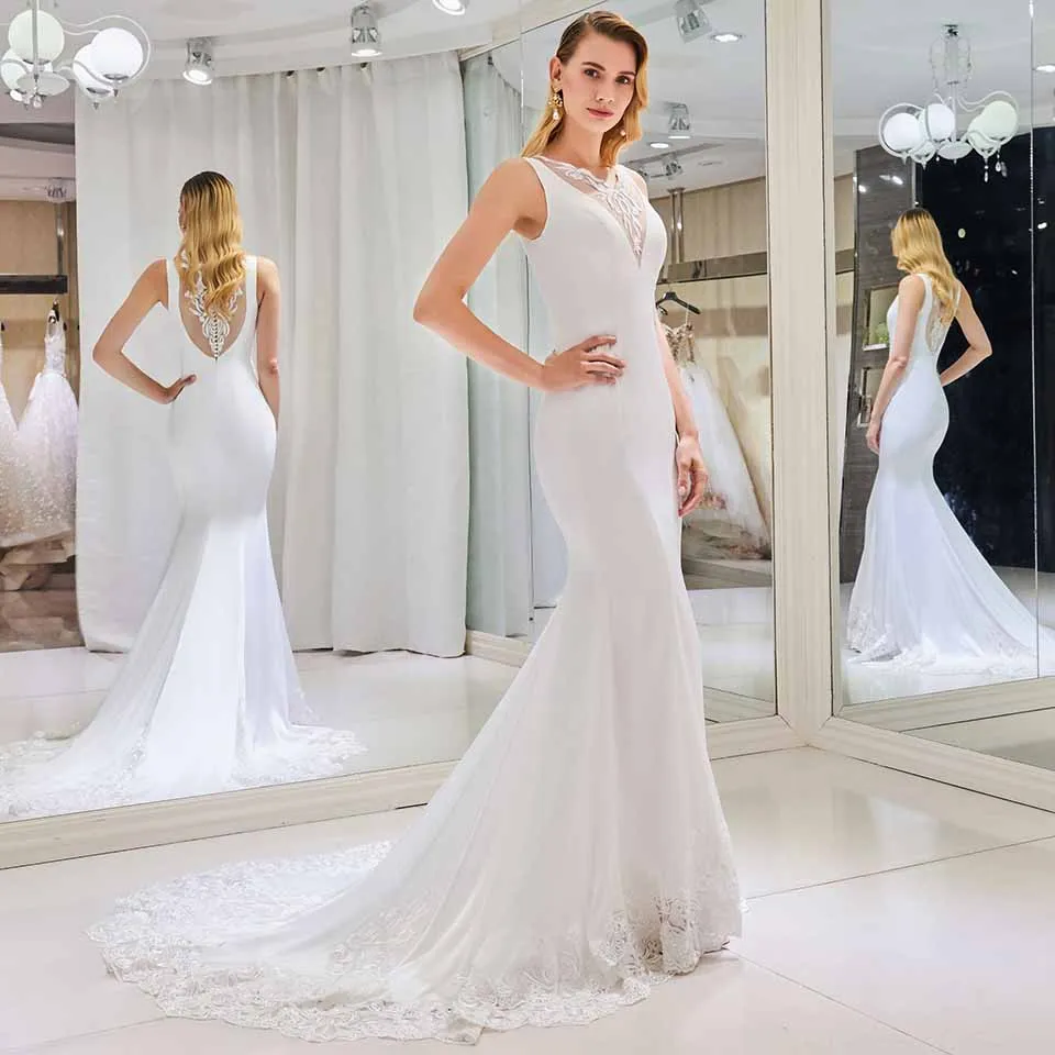 Элегантное свадебное платье Dressv с v образным вырезом кружевное до пола юбкой годе
