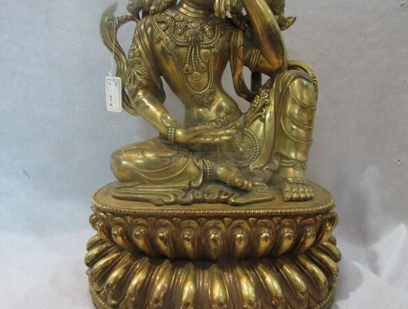 Tibet Buddhism 100% Bronze 24K Gold freedom Kwan-Yin Guan Yin Buddha Statue Copper garden | Дом и сад