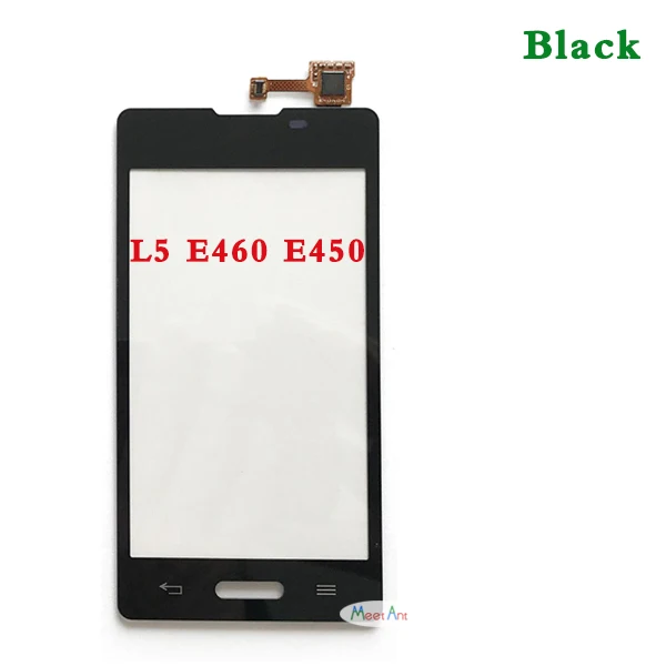 E450 Black Замена 3," для LG Optimus L5 II E460 E450 и L5X DUAL E455 сенсорный экран дигитайзер сенсор внешняя стеклянная панель объектива - Цвет: E450 Black