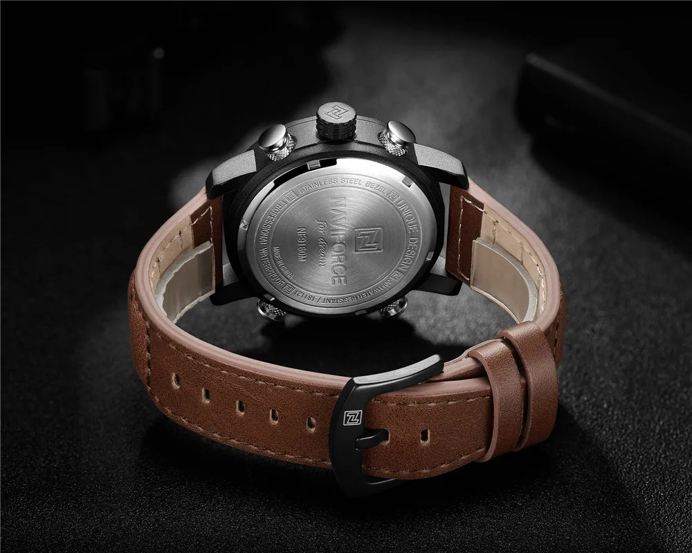 Новые NAVIFORCE мужские часы Топ бренд Роскошные спортивные кожаный ремешок 30 м
