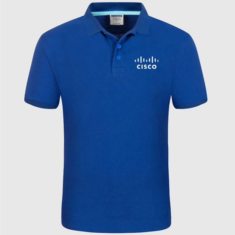 Тенниска с логотипом CISCO мужская летняя рубашка поло с коротким рукавом Хлопок Весна повседневные мужские Поло
