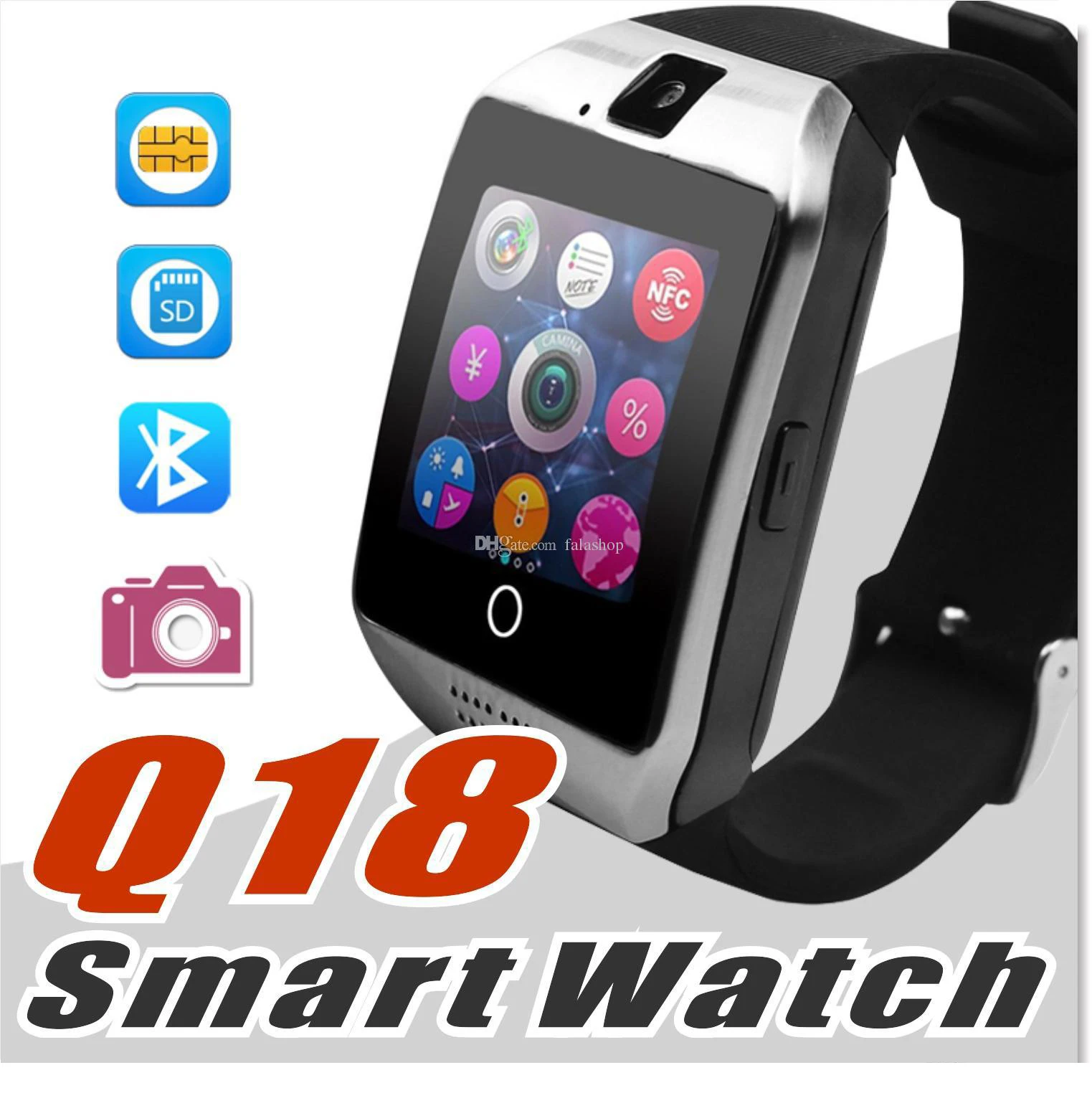 Розничная продажа Q18 Bluetooth Смарт часы с поддержкой sim карты NFC соединение здоровье