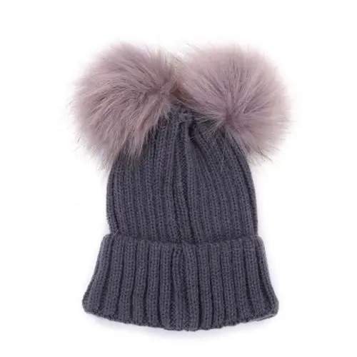 2018 Winter Warm Baby Hat Newborn Kids Boy Girl Knitting Wool Beanie Bonnet Fur Pompom Crochet Cap Accessories 2-6T | Детская одежда и