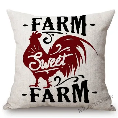 Nordic Farm Animals Sweet Farm Life Rule Principle Letter Art Sofa Throw Pillow Case Retro Cotton Linen Car Pillow Cushion Cover - Цвет: T218-12