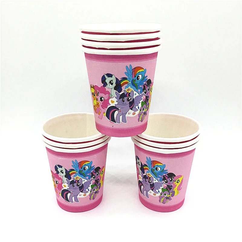 40 шт/60 шт My Little Pony тема Девочка День рождения свадьба бумажный стаканчик+ тарелка+ салфетка события вечерние набор бумажной посуды поставка