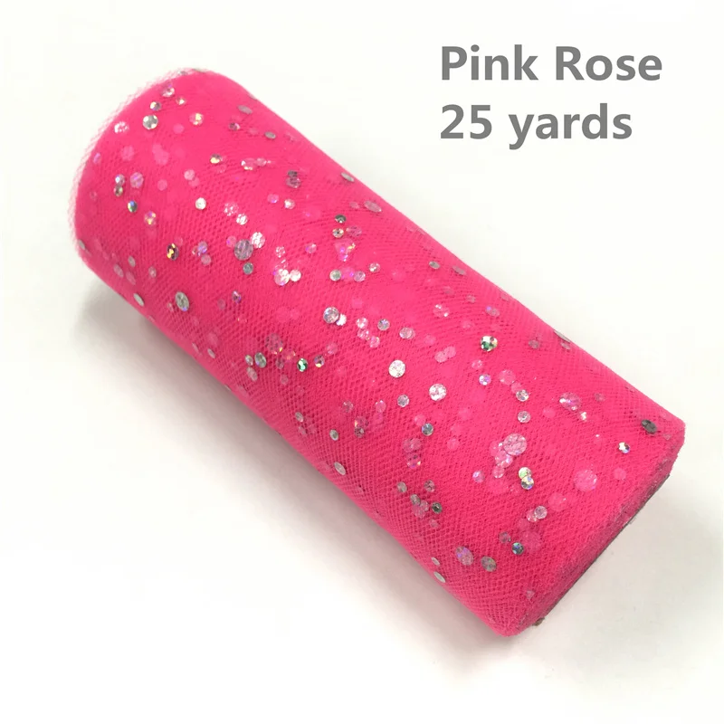 pink rose Лидер продаж, блестящая сетка, кружевная ткань, 15 см* 22 м, Блестящий тюль, рулон для юбки-пачки, сделай сам, свадебная отделка органзы, товары для дня рождения - Цвет: pink rose