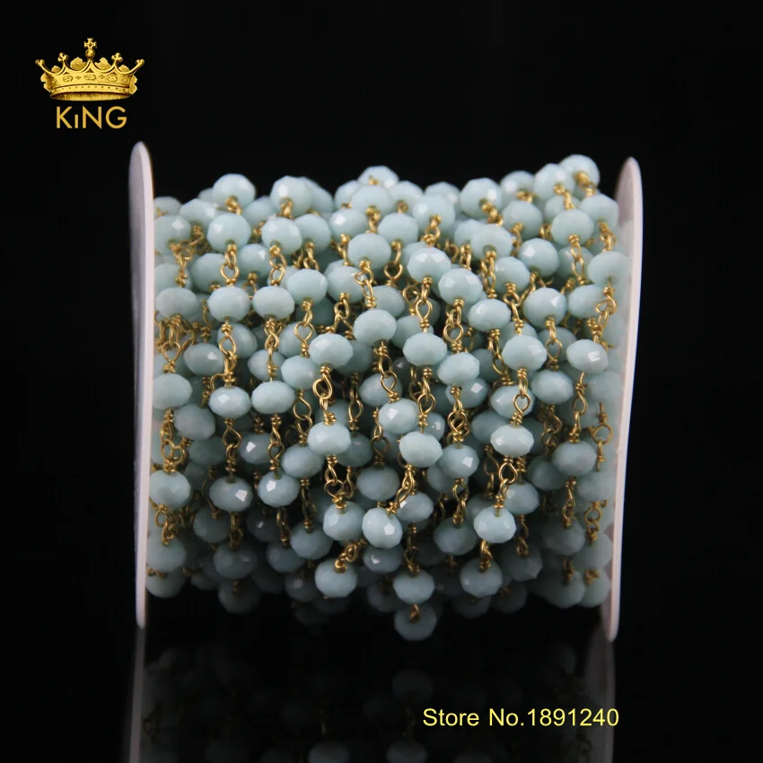 5 метров граненый Rondelle форма Абака стеклянная цепочка с бусинами из драгоценных