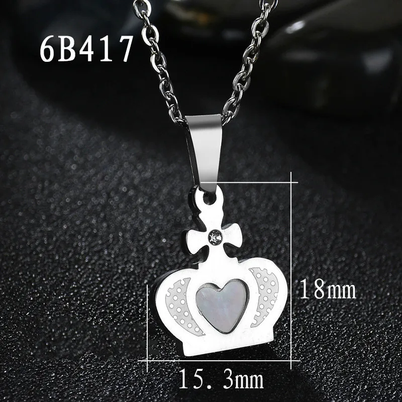 Eleple Ladies Shell Necklaces Exquisite Stainless Steel Crown Small Pendant Collarbone Necklace Jewelry dropshipping S-N237 | Украшения и