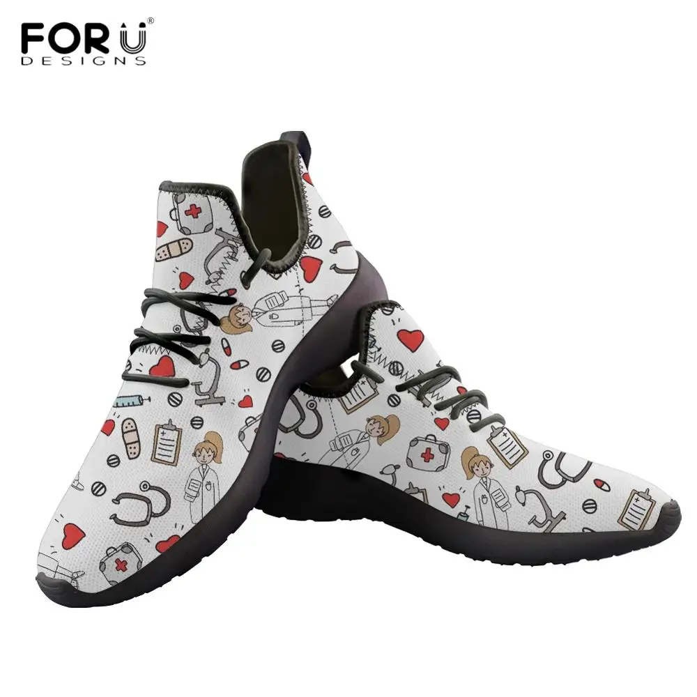 FORUDESIGNS/Высококачественная женская обувь на плоской подошве с рисунком медсестры