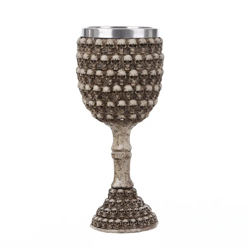 

Horrible Resin Stainless Steel Design Wine Glass Horror Cup Skull Goblet Perfect Gift Skull For Lovers Halloween Theme Parties