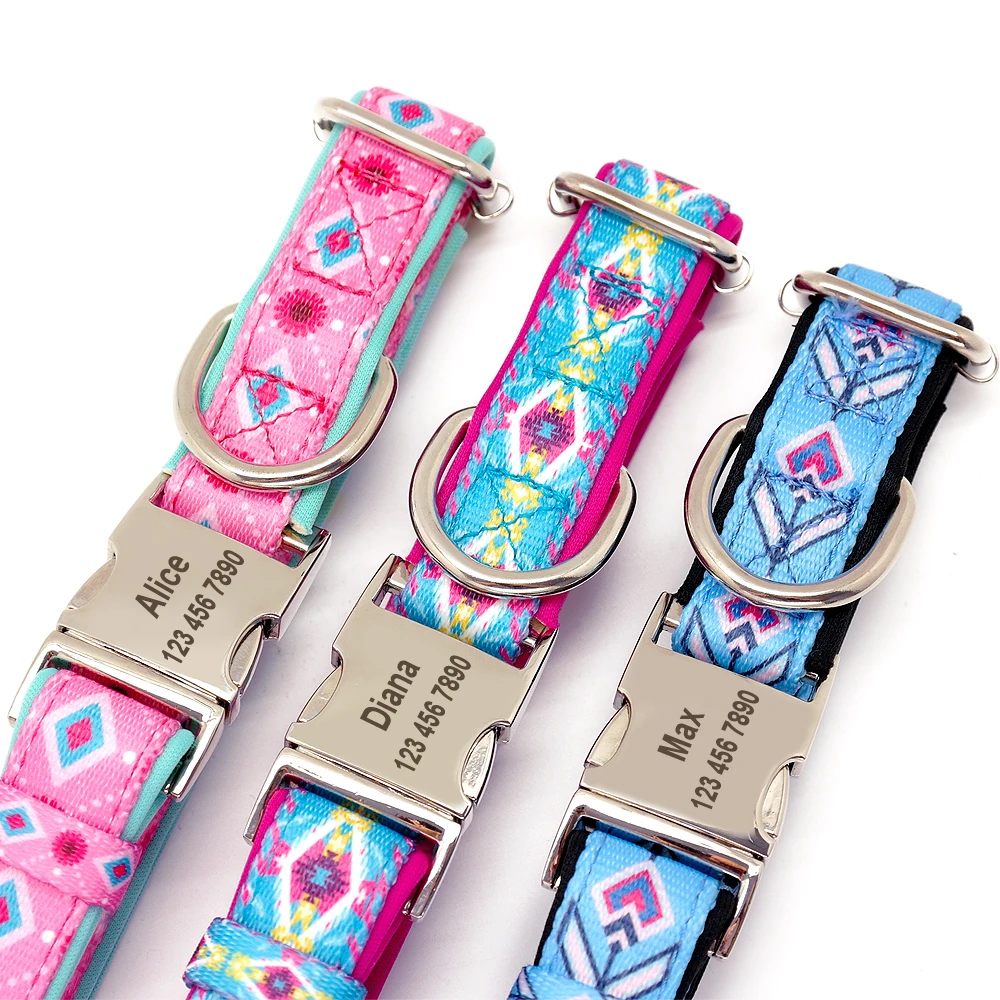 Персонализированный ошейник для собак нейлоновый с принтом домашних питомцев