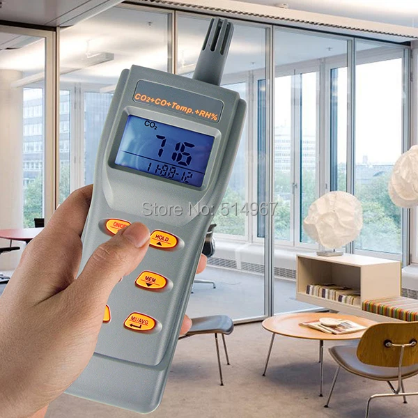 6 в 1 комбинированный Многофункциональный CO2& CO, и Температура, влажность RH%, DP, ВБ, регистратор данных с USB с программным обеспечением, метр тестер iaq