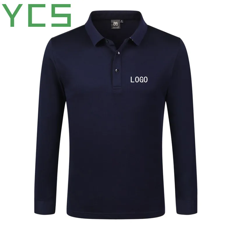 Deep blue YCS Store custom85% хлопок, рубашка поло с длинным рукавом для мужчин/женщин, пользовательское имя текста, персонализированное сообщение или изображение для рубашка-поло унисекс - Цвет: Deep blue