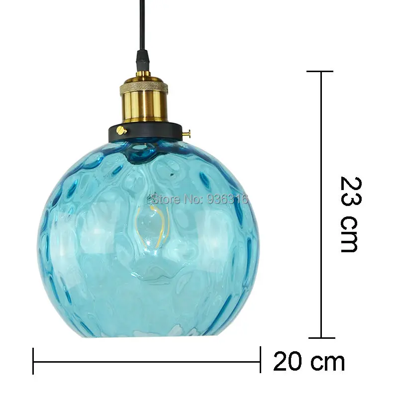 Blueking современный Глобус ар деко подвесной светильник Лофт синего стекла E27 EDISON