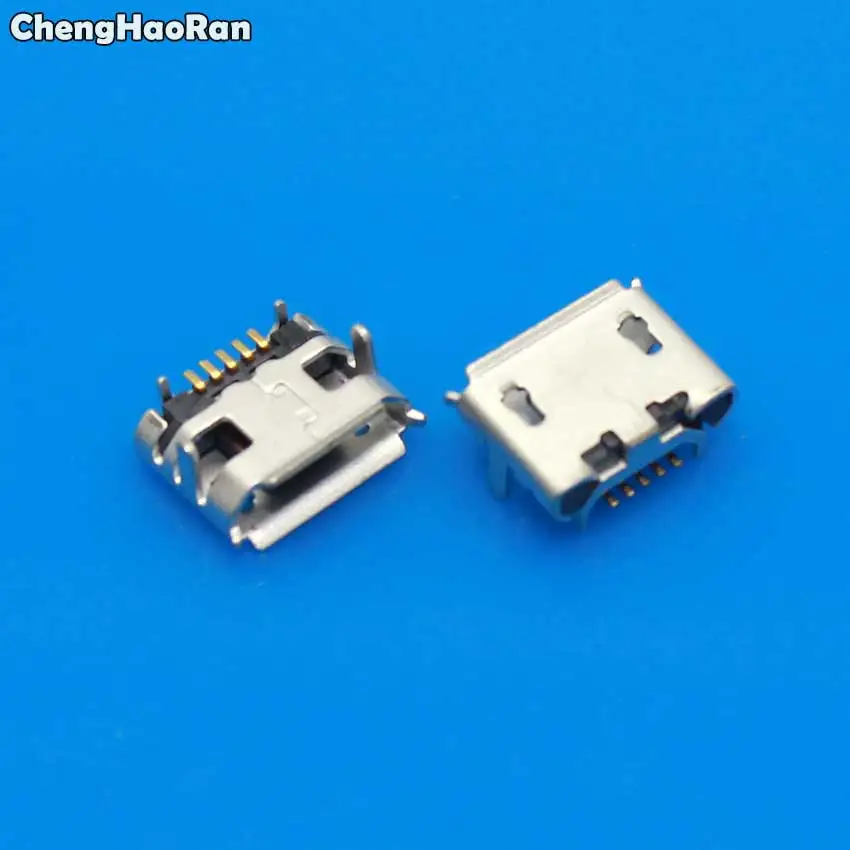 ChengHaoRan 5-100pcs Micro USB 5pin Jack Ox Horn Four Leg Plate Socket Female Connector Charging Port Plug Short Needle | Мобильные