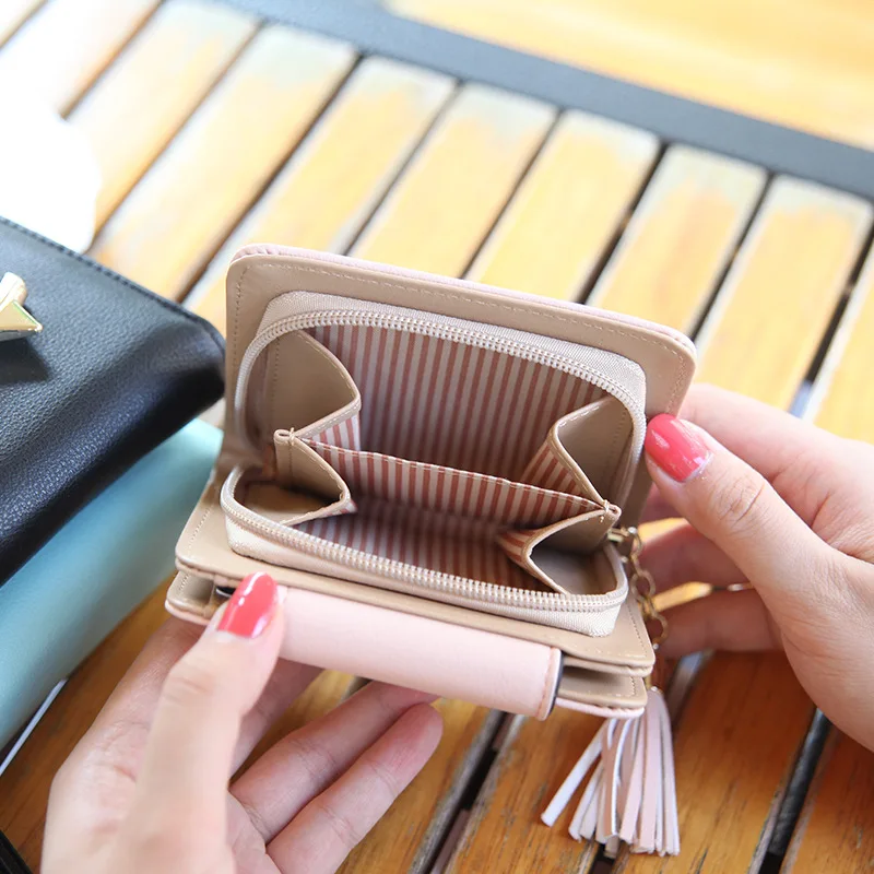 2017 корейский милый кот аниме кожа Trifold Slim Mini Кошелек Для женщин маленький клатч