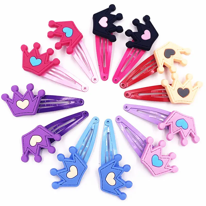 

12PCS Colorful Crown Hair Clip For Baby Girls Hair Accessories Children Kawaii Barrettes Kids Present Headwear Hairpins
