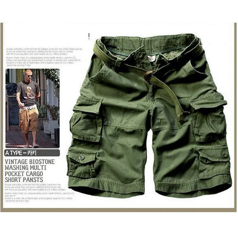 Шорты карго мужские камуфляжные в стиле милитари хлопок повседневные модные