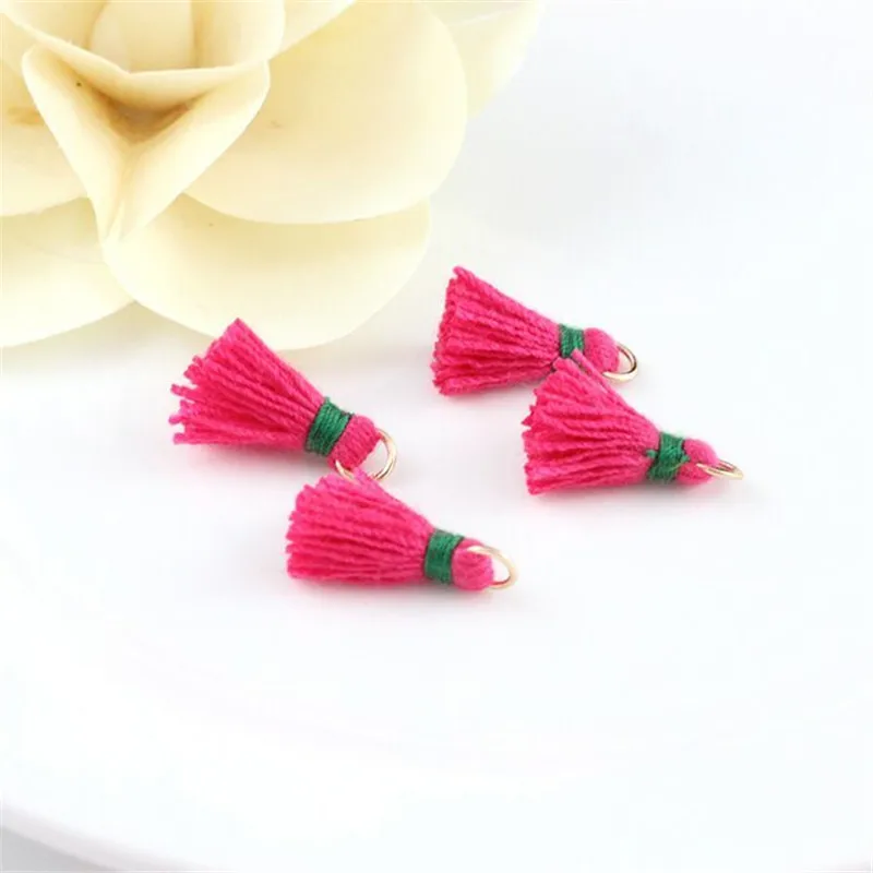 20 шт./лот Подвески 1 5 см мини хлопковые кисточки с золотым кольцом DIY Изготовление