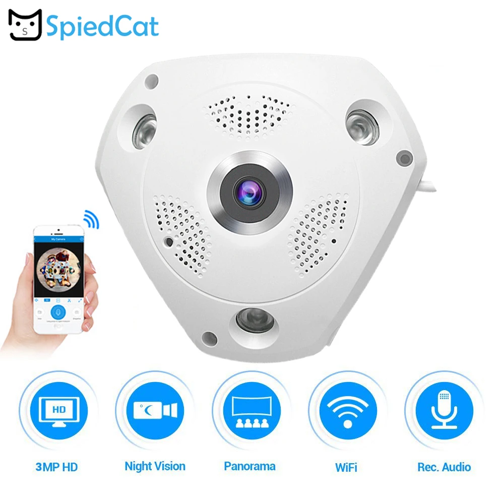 Камера 360 градусов IP рыбий глаз панорамная HD 960P wifi CCTV 3D VR видео Cam Micro SD карта аудио удаленный домашний внутренний мониторинг