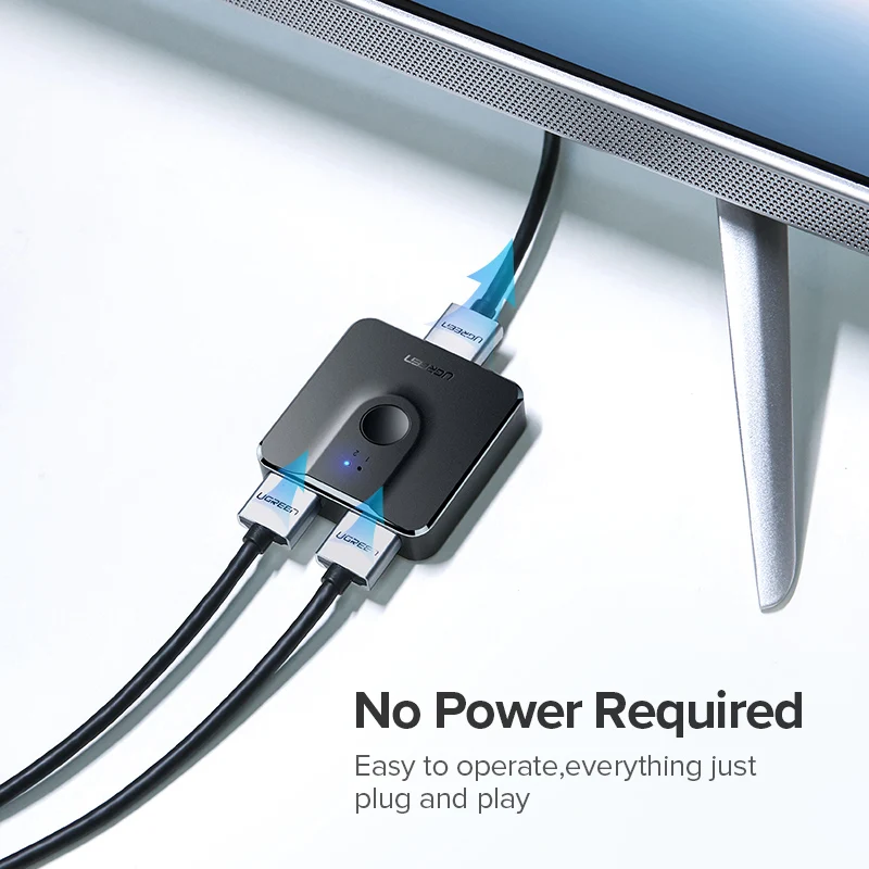 Ugreen HDMI Разветвитель переключатель двухнаправленного 4 к HDMI коммутатор 1x2/2x1 адаптер 2 в 1 out конвертер для PS4/3 tv Box HDMI разветвитель