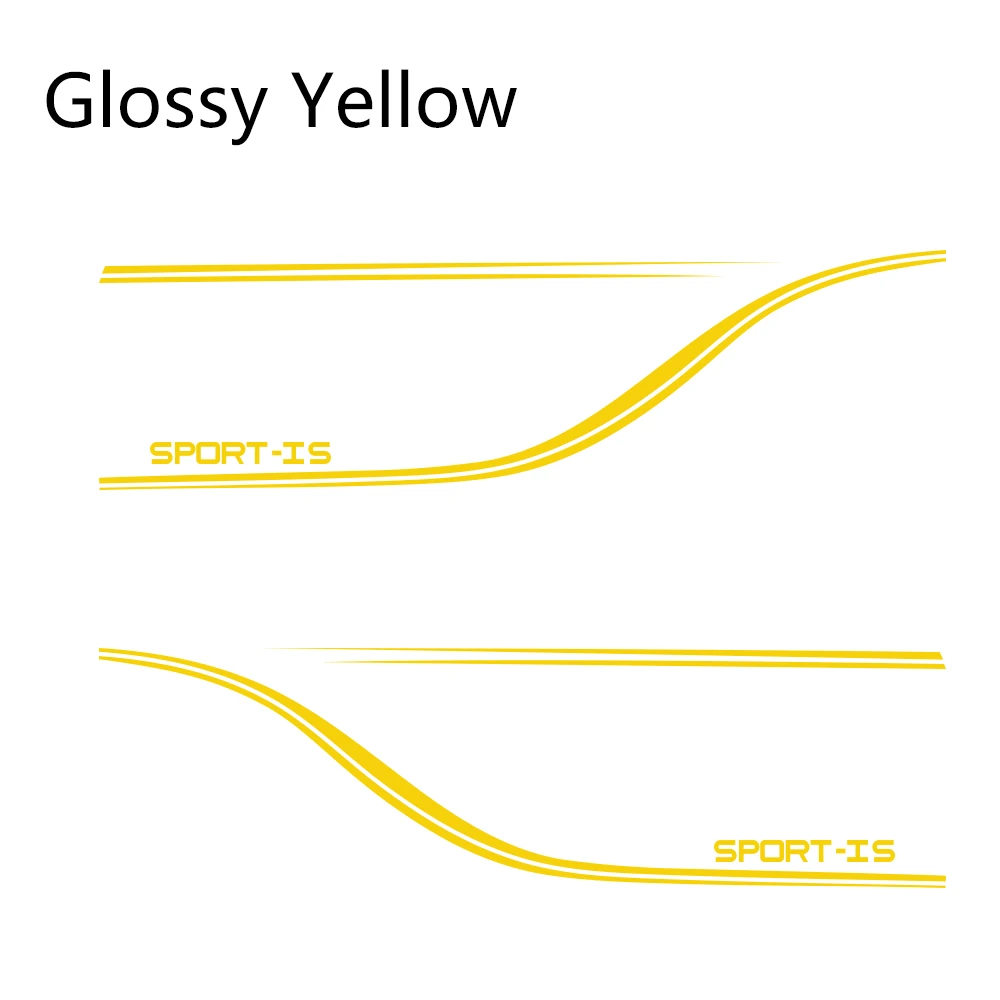 Glossy Yellow 2 шт. автомобильные наклейки боковые полосы авто виниловые наклейки для Lexus IS250 RX300 UX Спортивное украшение Стайлинг Тюнинг автомобиля аксессуары - Название цвета: Glossy Yellow