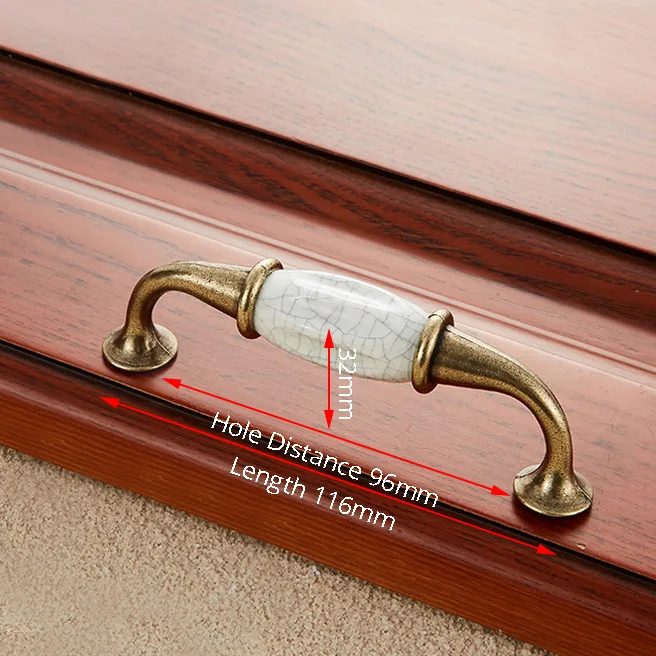 NAIERDI Европейский бронзовый керамические ручки для шкафов цинковый сплав ящиков Ручки шкафа дверные ручки мебельные ручки 96 мм/128 мм