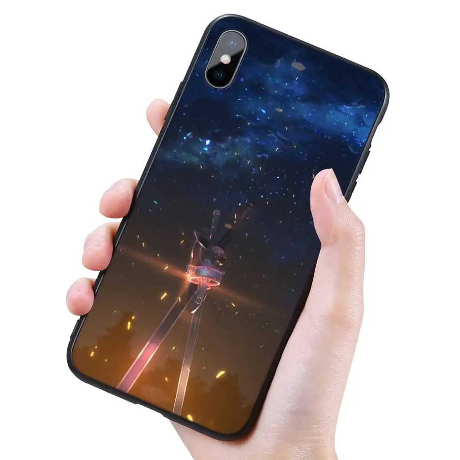 Силиконовый черный чехол для iPhone 11 Pro XR X XS MAX 7 8 6 6S Plus 5 5S SE 5C 7Plus 8Plus Phone Sword Art Online SAO аниме