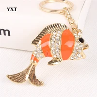 lovely carp fish cute crystal rhinestone charm pendant purse handbag car key ring keychain party wedding gift accessories