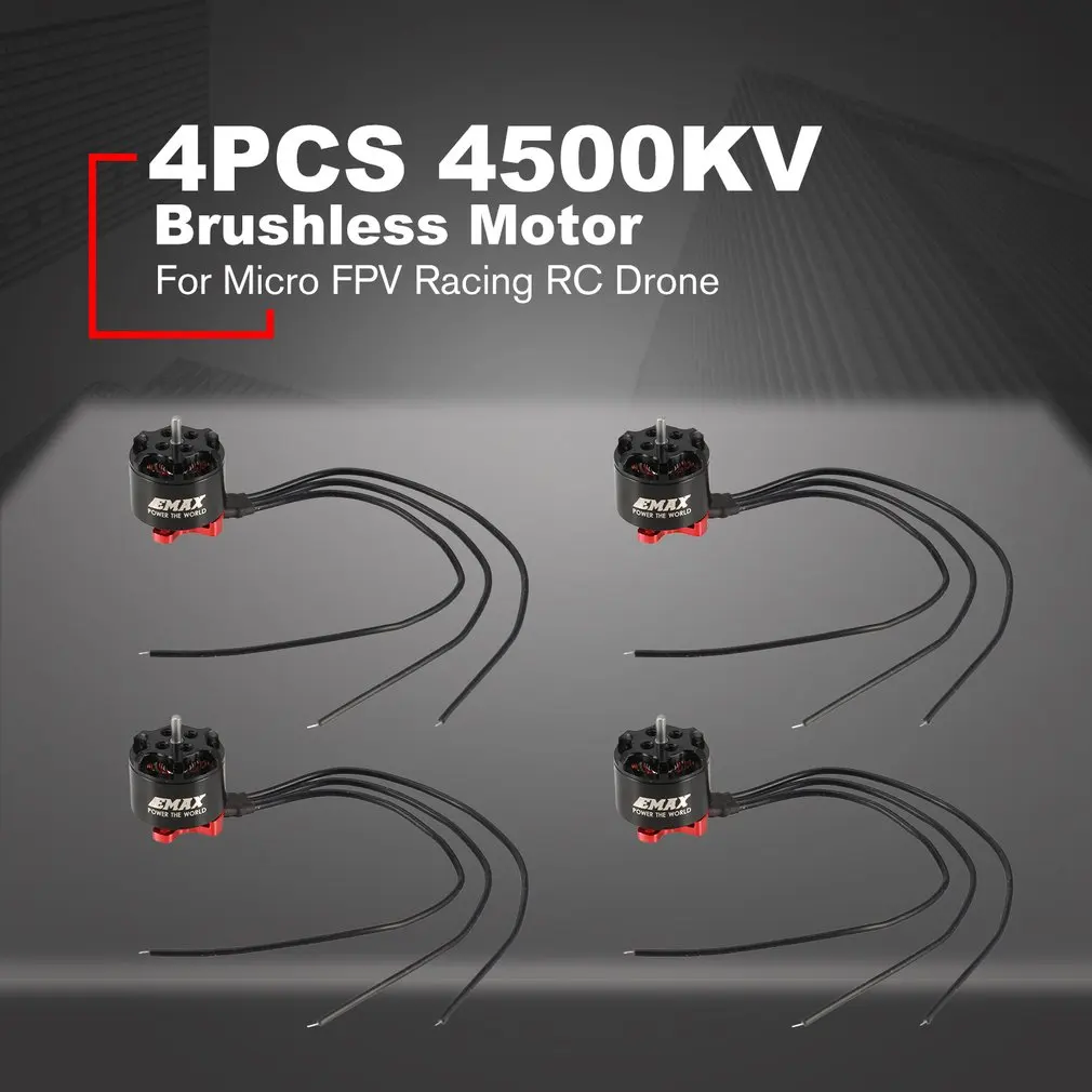4pcs Emax RS1106II 4500KV/6000KV/7500KV 2-3S Lightweight Powerful Brushless Motor For Micro FPV Racing RC Drone Quadcopter Parts | Игрушки и