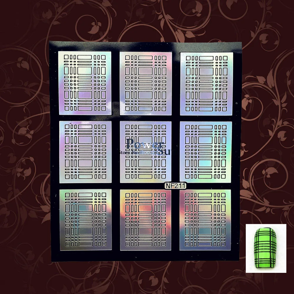 1 шт. квадратные линии дизайна ногтей фольги Маникюр Легкая краска инструменты