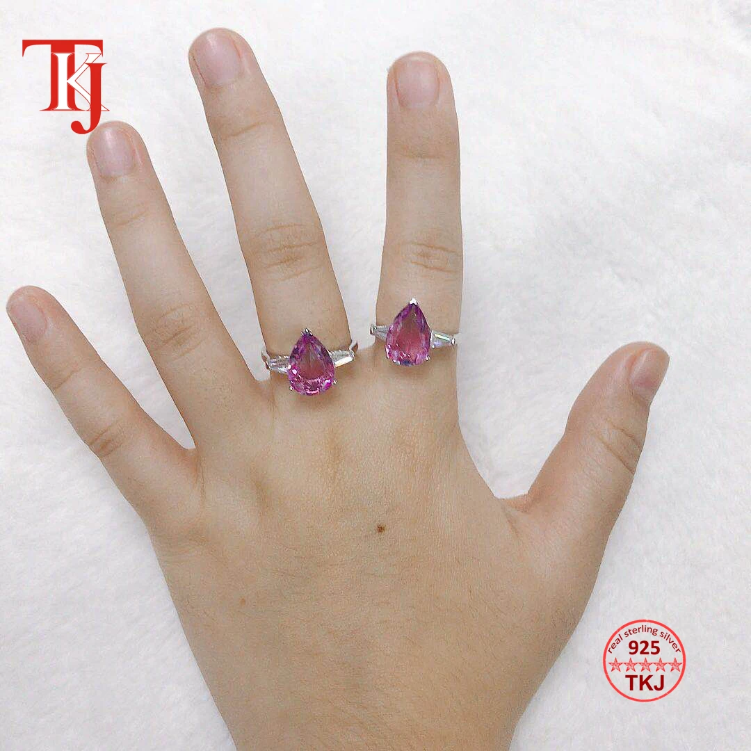 TKJ модное кольцо с драгоценным камнем для женщин, 925 пробы, серебро, турмалин, меняющий цвет, камень, для свадьбы, помолвки, хорошее ювелирное изделие