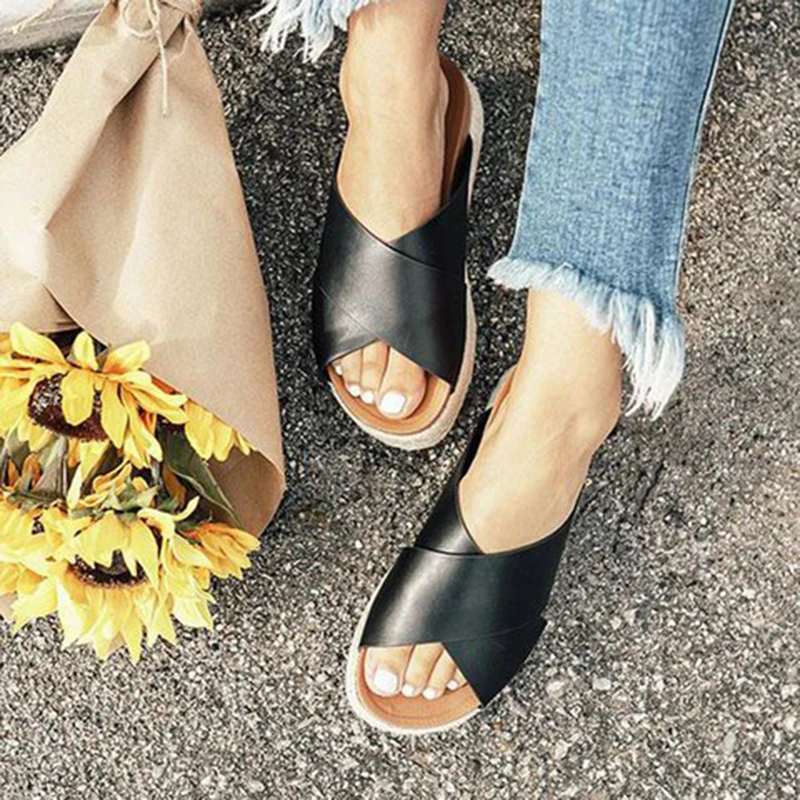 Fip Flops in women's slippers Summer Platform Shoes Wood Women Sandals Clog Wooden High Heel Slippers Zapatillas Plus 35-43 WF27 | Обувь