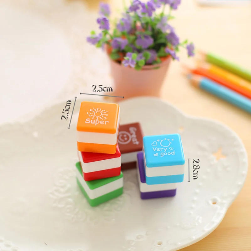

6pcs/set Creative Teachers Self Inking Praise Reward Stamps Motivation Cute Kids Gifts Kawaii Stationery School Supplies