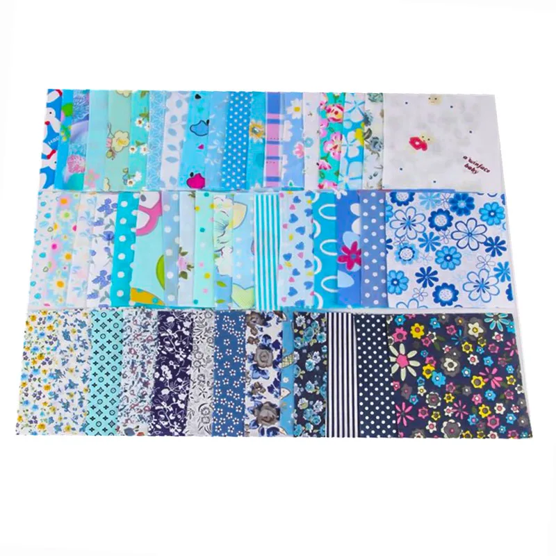 50Pcs Blue Series 5/7/30/50 шт хлопчатобумажная ткань Ассорти нарезана так, чтобы вы смогли жира четверти набор для шитья сумка Костюмы диван автомобиль DIY Декор Материал 10/25 см - Цвет: 50Pcs Blue Series