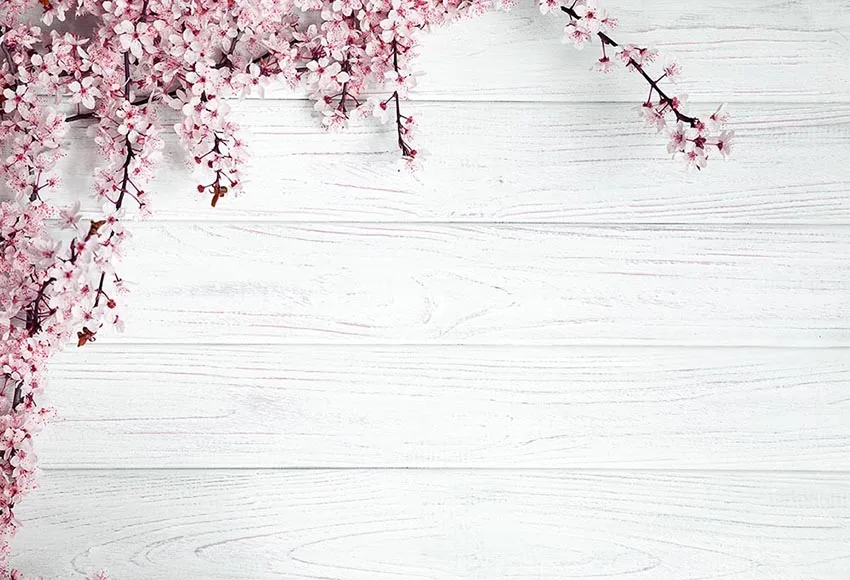 7x5FT Light Pink Floral Flowers Branch White Wood Wall Custom Photo Background Studio Backdrop Vinyl 220cm x 150cm | Электроника