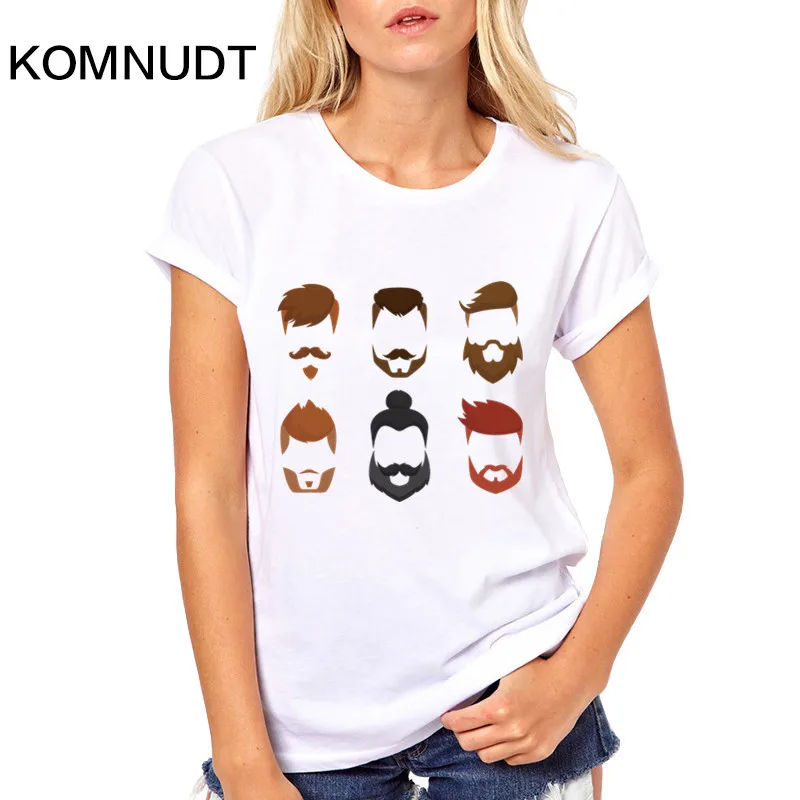 Komnudt 2018 последним бородатый усы печатных Забавные Creative Футболка Мода Женская