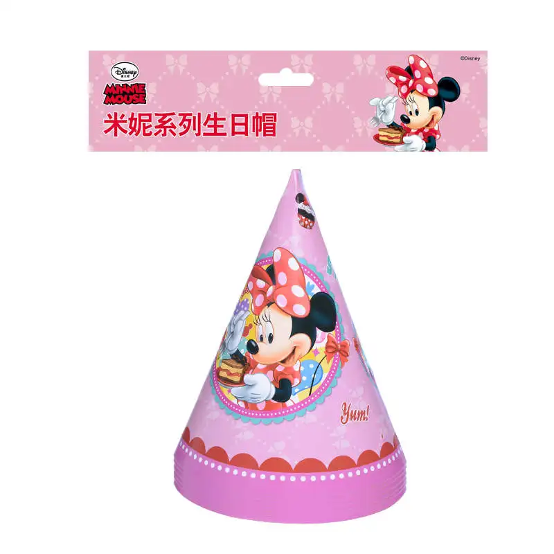 Hat-6Pcs Горячая disney мультипликационный персонаж Минни Мышь тема скатерть Дети пользу розовый Бумага чашка пластина, рог Baby Shower предметы для украшения дня рождения - Цвет: Hat-6Pcs